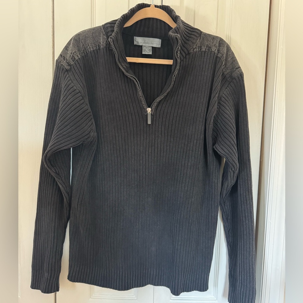 Oscar de la Renta Dark Gray Zip-Up Sweater